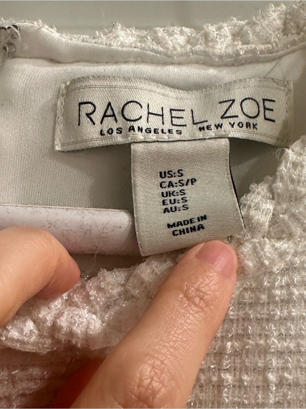Rachel Zoe Ivory Tweed Short Sleeve Shift Dress Size S - Picture 3 of 6